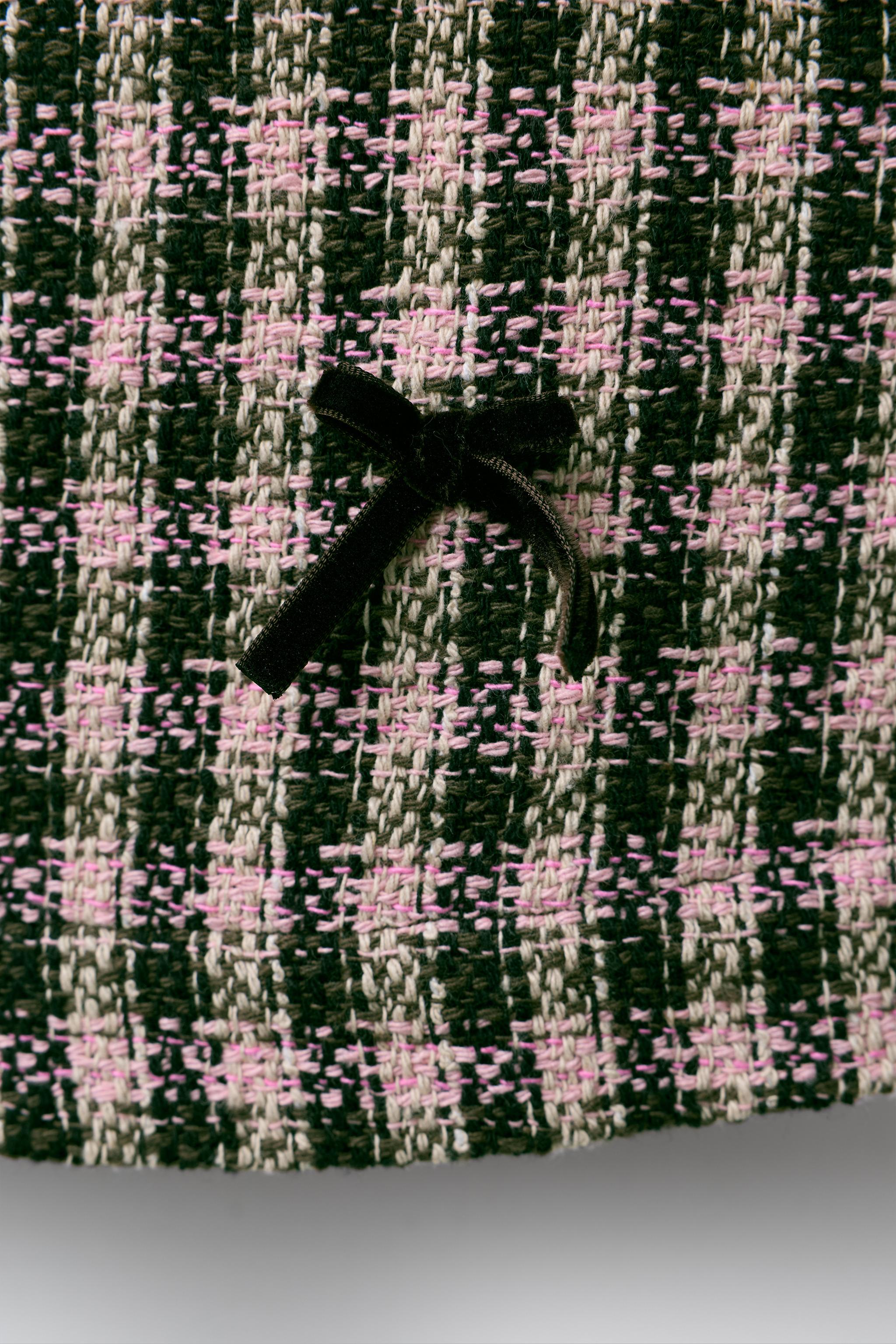 PLAID VELVET BOW PINAFORE DRESS